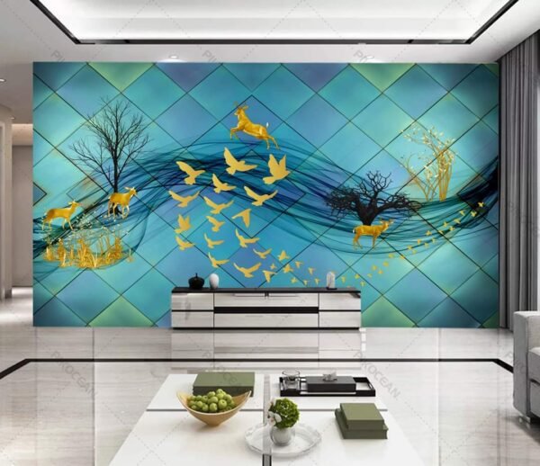 3D Romantic Blue Glamour  Removable Wallpaper  Wall Extra Large  Wallpaper Mural