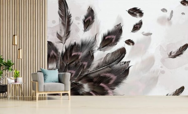 3d Wallpaper Modern Simple Golden Feather Background Wall Decoration Painting Living Room Bedroom Wallcovering HD Wallpaper