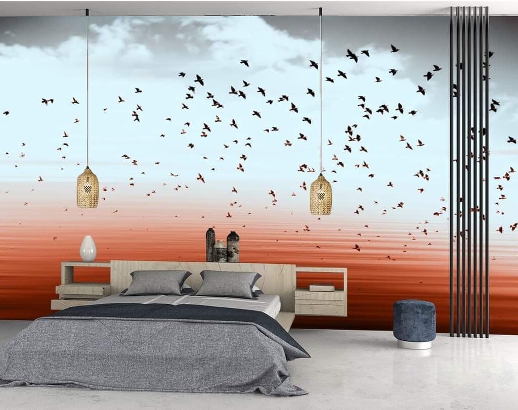 3D wallpaper blues&pink tonA