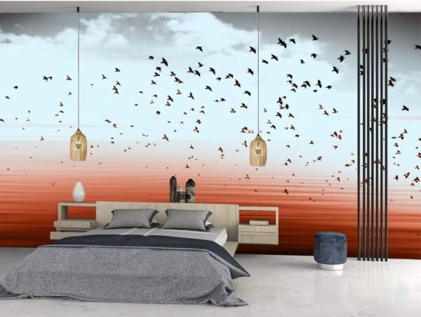3D wallpaper blues&pink tonA