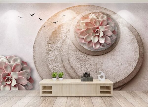 3D rounds flower wallpaper
