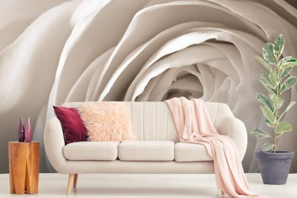 3D Close up Of a White Rose Wallpaper for Living Room