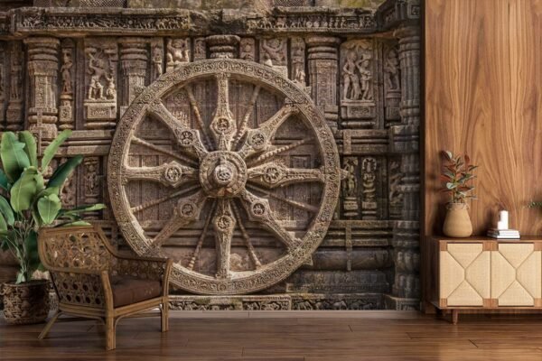 3DKonark Sun Temple Wheel-Wallpaper