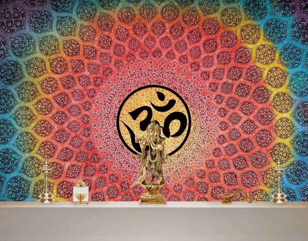 3D Om Colorful Wallpaper for Pooja Room 1