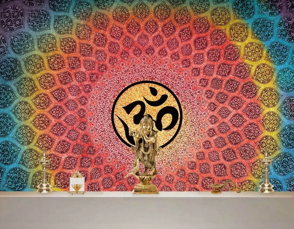 3D Om Colorful Wallpaper for Pooja Room 1