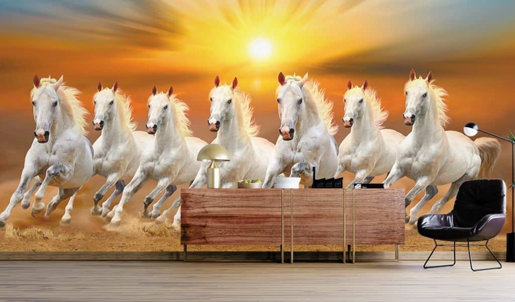 7 White Horse Wallpaper Mural