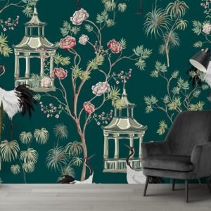 A Wallpaper with Birds Trees and Flowers for Wall 06