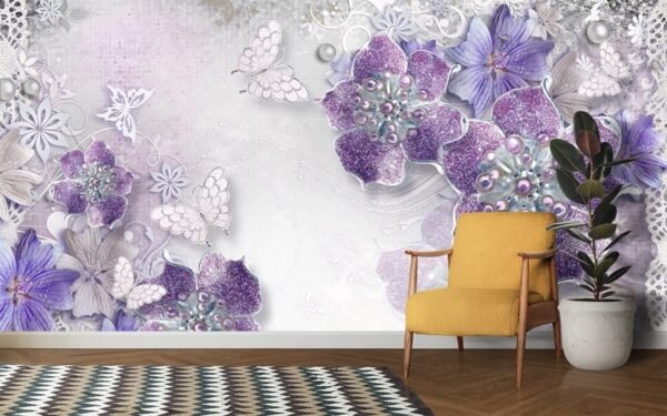 A purple flowers and butterflies 07