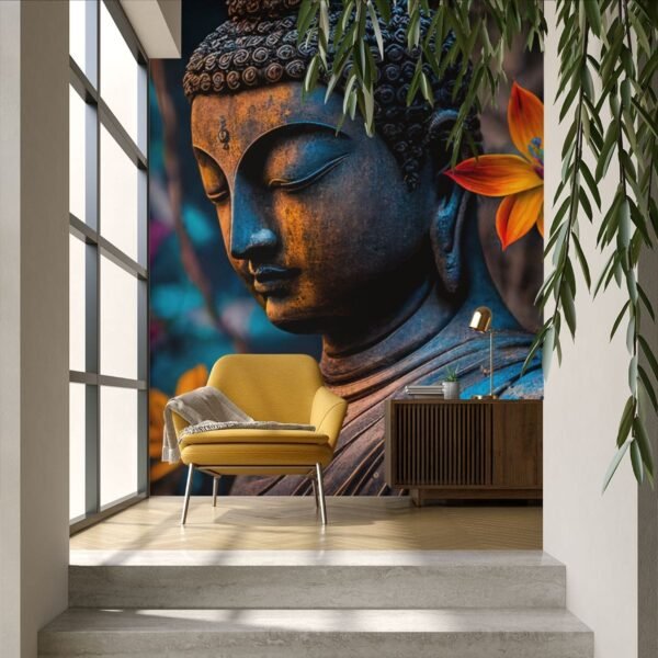 Buddha Wall Sculpture 3D wallpaper for Living Room