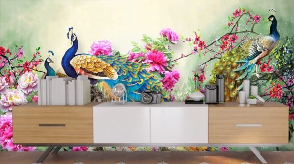 Colorful Peacocks Wallpaper