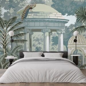 Gazebo-Gulzar-Gazebo-and-Peacock-Wallpaper-Mural