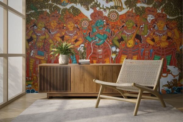 Radha Krishna Kerala Mural Painting Wallpaper