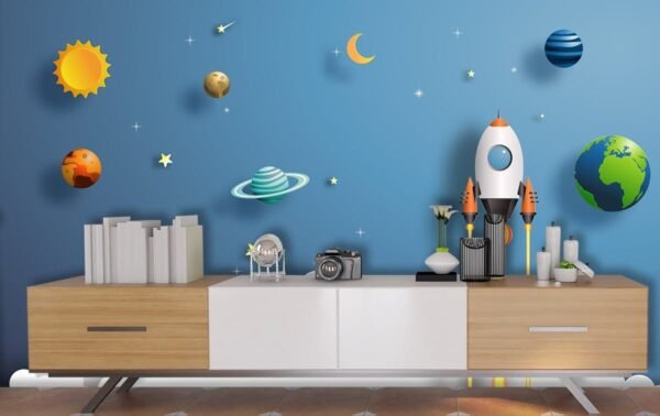 Kids Room Wallpaper, A rocket taking off from the sky