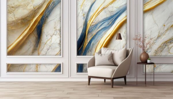 Luxurious Marble Print Wallpaper Mural for Wall Moulding