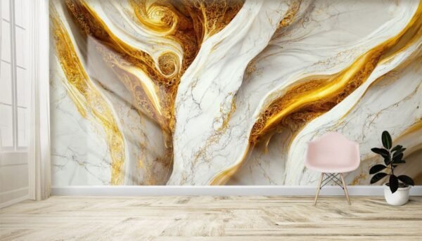 Luxury Golden Marble Magic 3D Wallpaper Mural