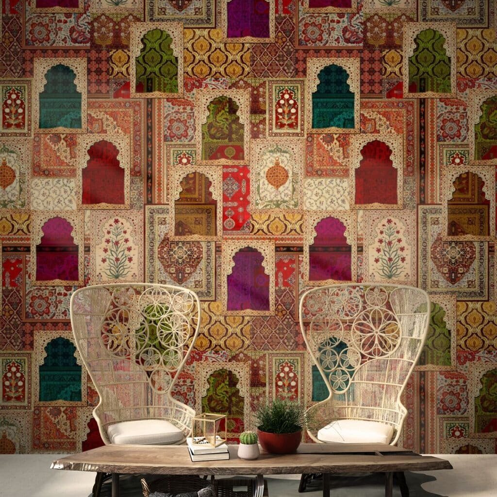 Patchwork Wallpaper for Wall, Rajasthani Wall Mural