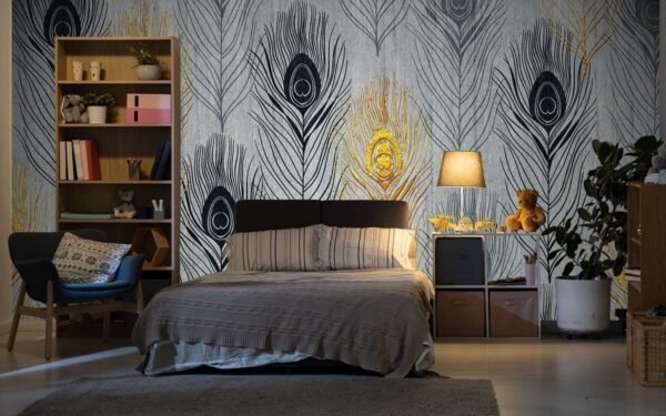 Peacock Feathers Pattern Wallpaper for Wall