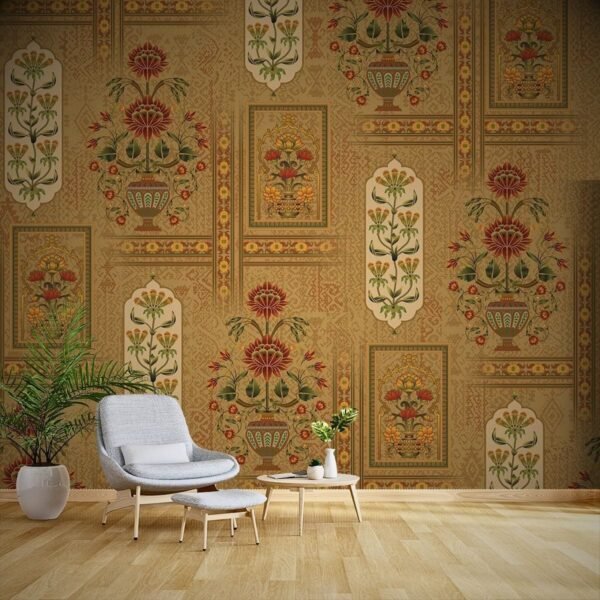 Rajasthani Flowers and Pattern Wallpaper