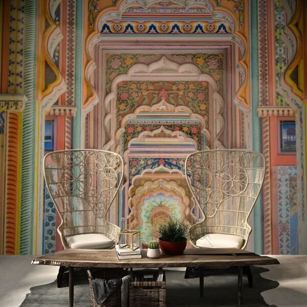 Jaipur Patrika Gate Wallpaper, Rajasthani Wall Mural