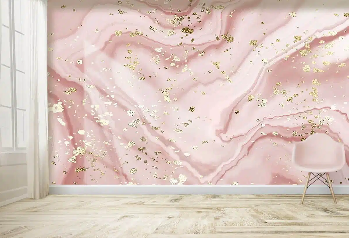 Romantic 3d Wallpaper for Bedroom Walls Pink and gold marbled surface 1