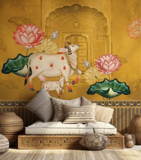 Swarn, Golden Pichwai Gopala Bliss 3D Wallpaper Mural