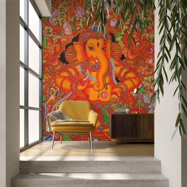 Traditional Ganesha Wallpaper Kerala Mural