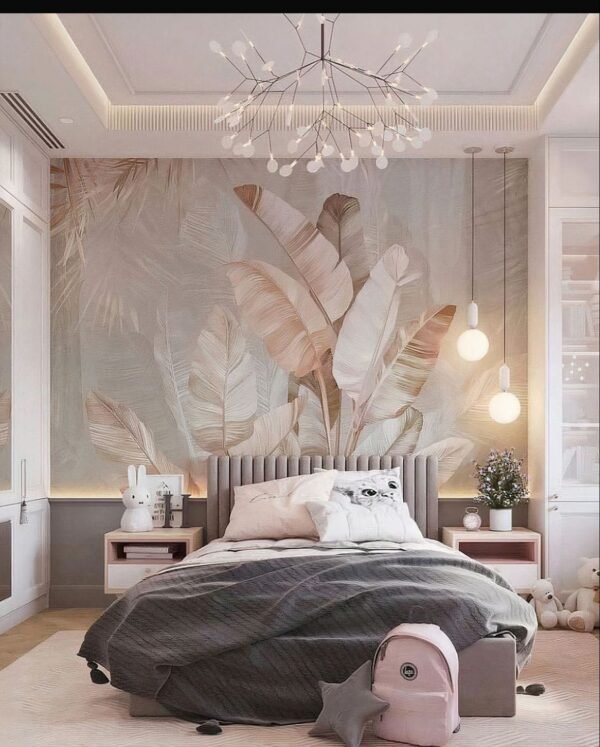 3D wallpaper abstract palm leaves