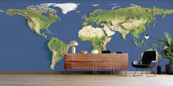 3D World Map Wallpaper for Wall