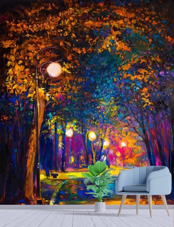 A street light in a park