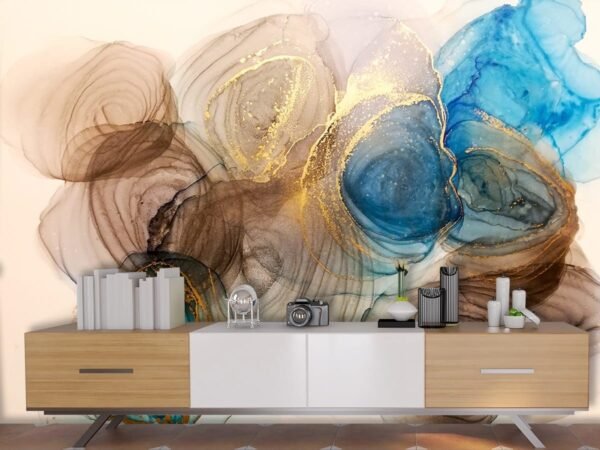Blue and Brown Marble 3D Wallpaper, Marble Wall Mural