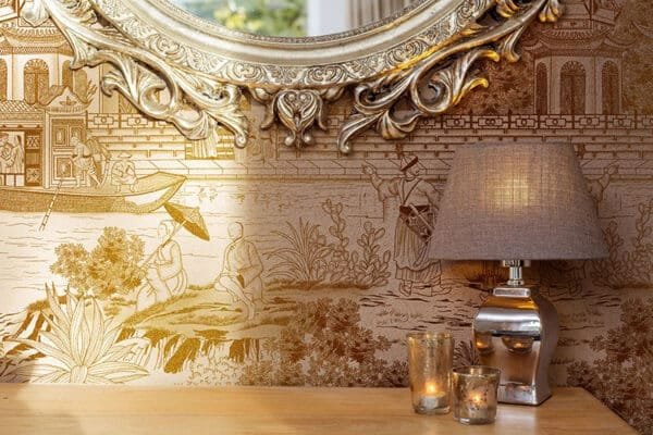 Chitram – Golden Charm Asian Chinoiserie Mural 3D Wallpaper, Customized