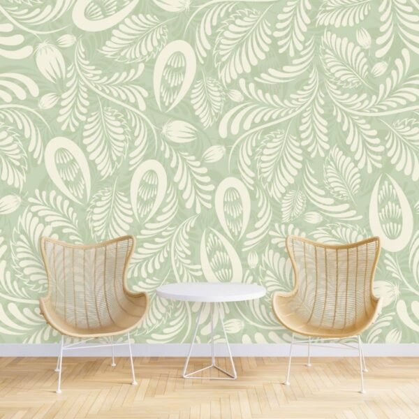 Green Folk Style Wallpaper for Walls