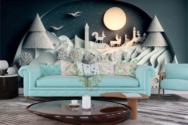 Kids Room Wallpaper, A paper cut out of a city