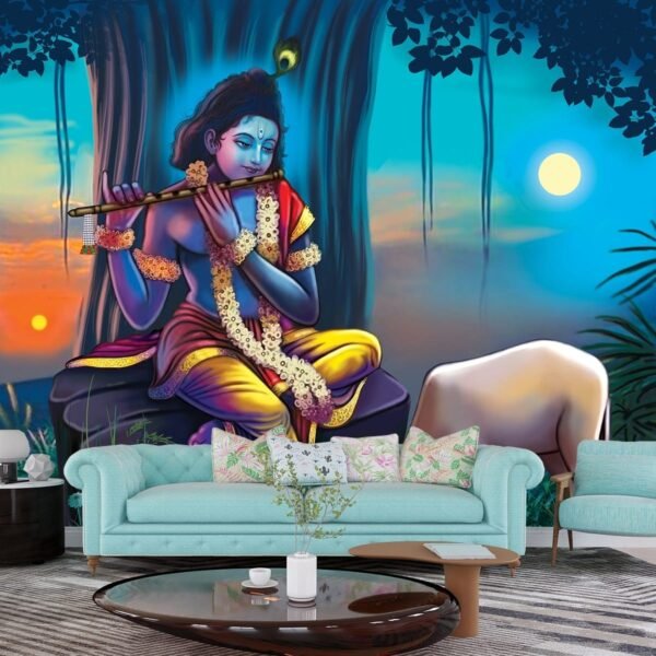 Krishna and Cow Pichwai Wallpaper