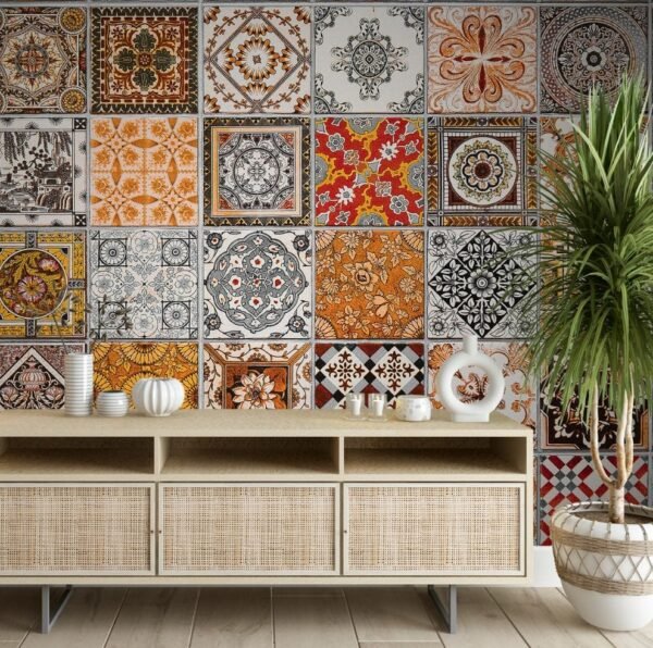 Portuguese Trellis Tapestry Tiles Wallpaper for Wall