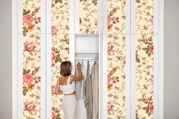 Rosy, Beautiful Floral Design Wardrobe Wallpaper