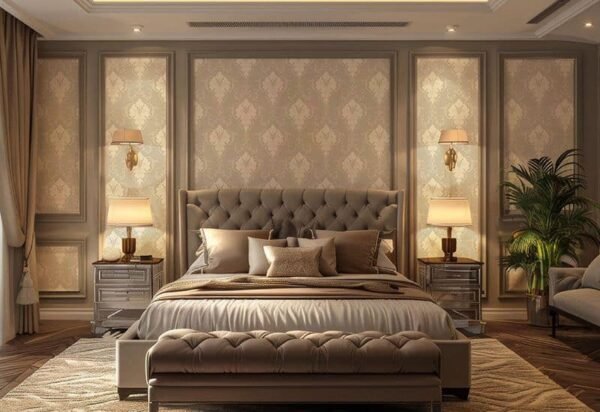 Royal Regency Grey Damask 3d Wallpaper Mural