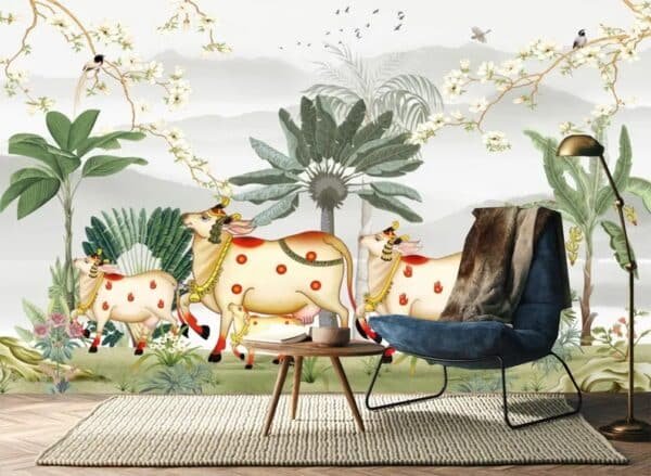 Pichwai Wallpaper for Lobby and Temple Walls,