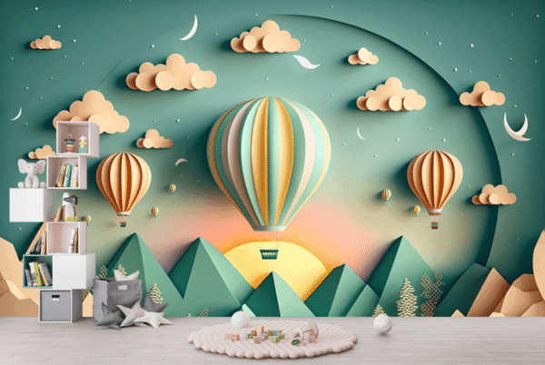 Kids Room Wallpaper, A hot air balloon in the sky