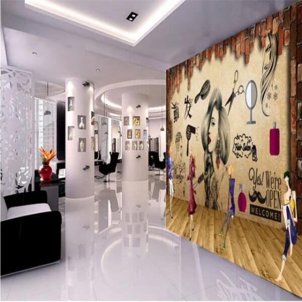 3D Wallpaper-Hair-Salon Beauty Salon Hairdressing Shop Wallpaper