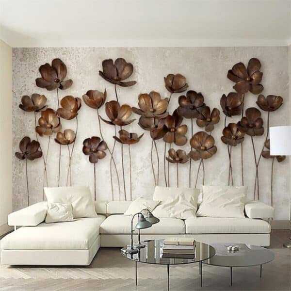 3D Wallpaper Iron Flower Retro Modern Minimalist Background Wallpaper