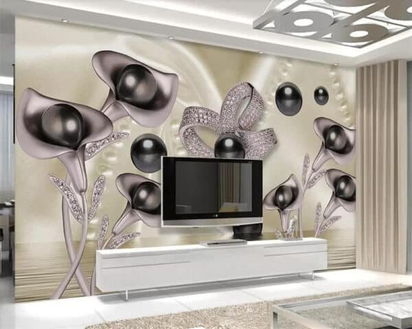 3D Mural Wallpaper Calla Butterfly Water Wave Tv Background Wall Living Room Bedroom Bedside wallpaper