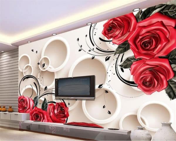 3D Red Rose Reliefs Home Decoration Living Room Bedroom Sofa Background wallpaper