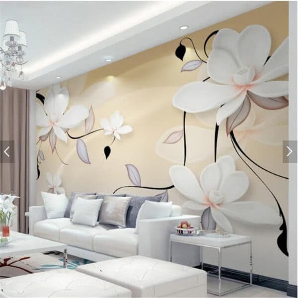 3D Wallpaper Magnolia Relief Simple Aesthetic White Flower Tulip wallpaper