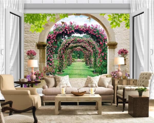 3D Wallpaper Stereo Mural Window Rose Tv Background wallpaper