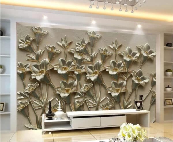 3D wallpaper mural 3D floral background wall gold decorative wallpaper