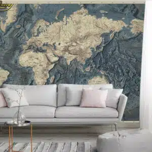3D wallpaper mural retro vintage world map TV background wallpaper2 2