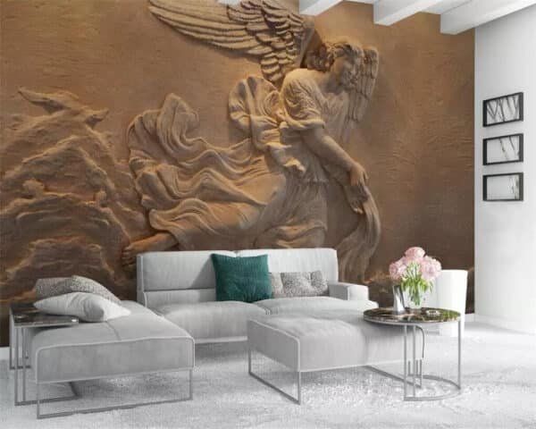 3d-Wallpaper 3d Mural European 3d Relief Figure Mythical Angel Background wallpaper