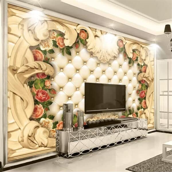 3d Wallpaper Mural Continental Border Luxury Soft Bags Rose Background Wall Fresco wallpaper
