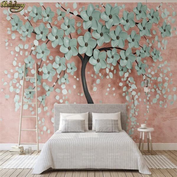 3d wallpaper mural 3d new tree modern Nordic flowers wallpaper